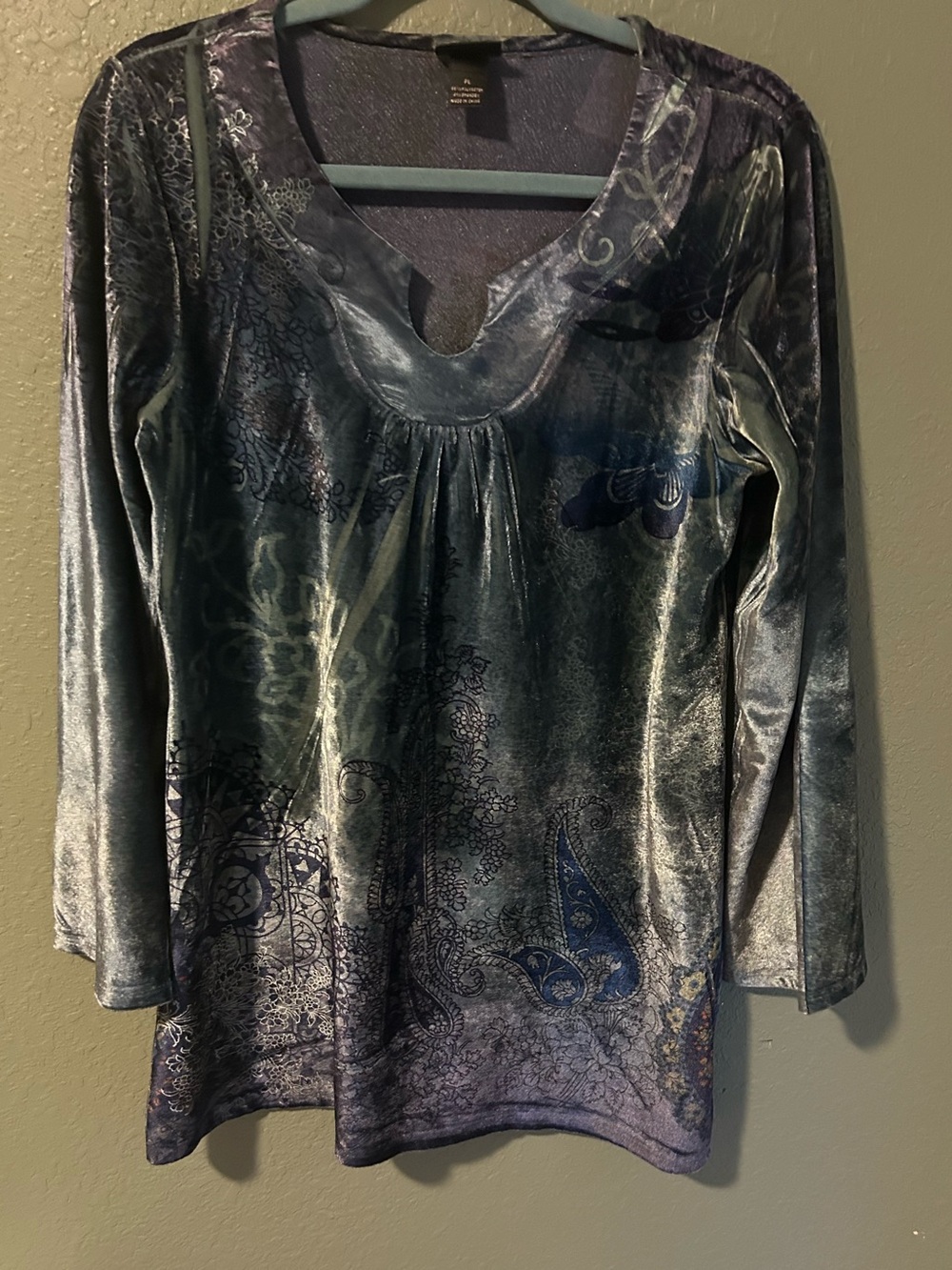 Style & Co velvet feet blouse with a boho vibe, size L #fairycore #whimsygoth